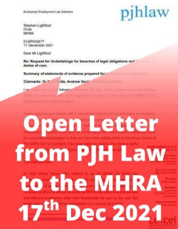 Letter dated 17th Dec from PJH Law